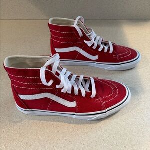 Vans Red and White Old Skool High-Top Sneakers / Shoes
